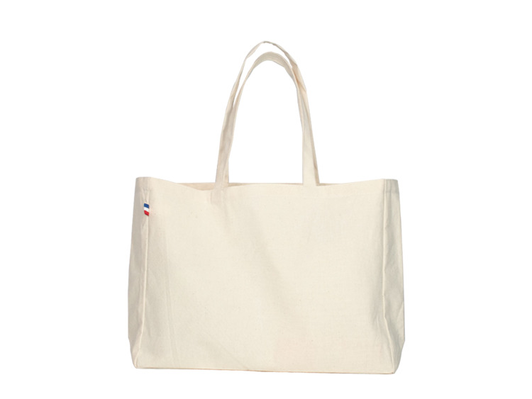 Sac cabas avec soufflet 100 % coton bio tiss&eacute; personnalisable